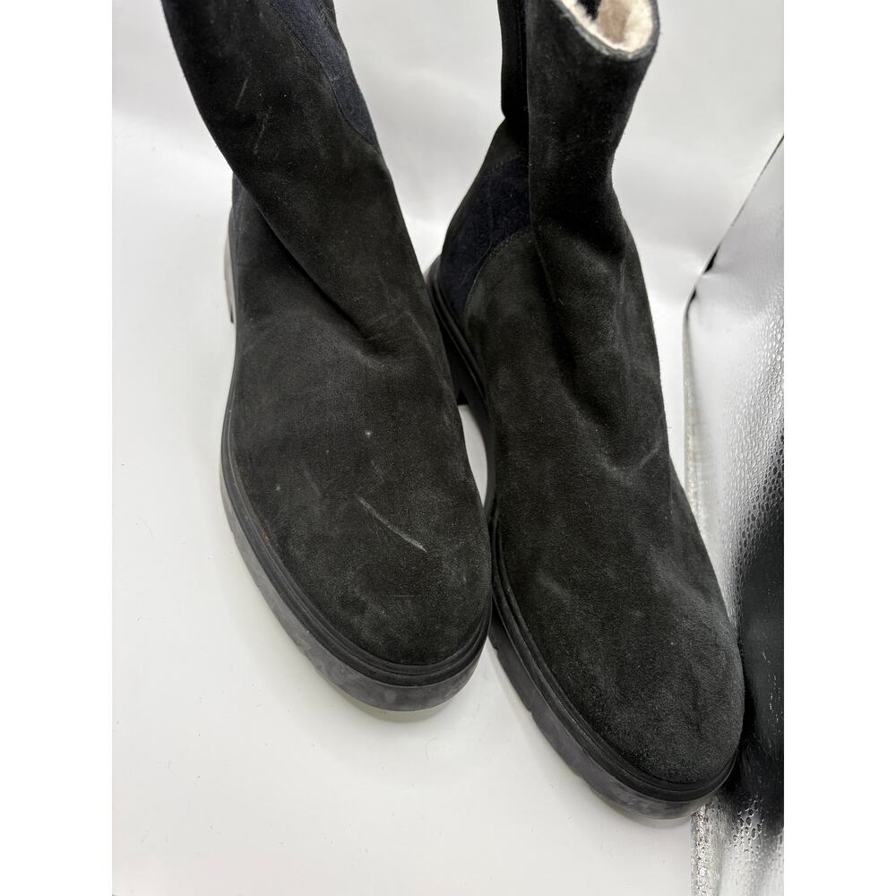 Stuart Weitzman Chelsea Boots Womens 13 Black Faux Fur Lined Suede Ankle Pull On - Picture 4 of 9